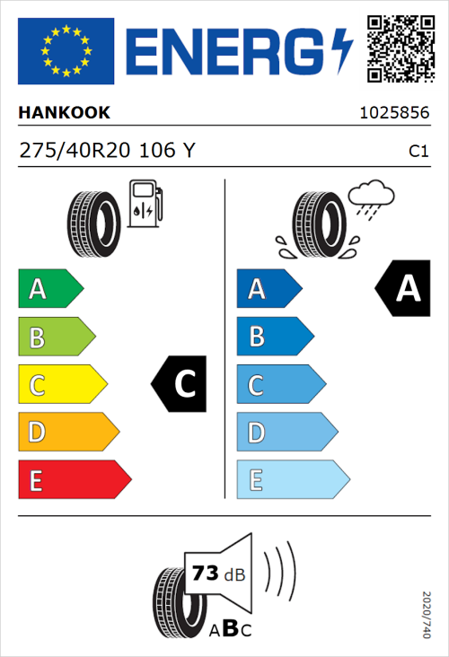 Tyre Label for Hankook Ventus S1 evo3 SUV (K127A) 275/40R20 106Y