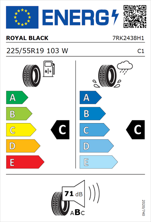 Tyre Label for Royal Black Explorer II 225/55R19 103W