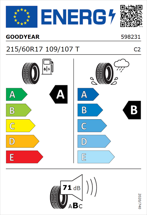 Tyre Label for Goodyear EfficientGrip Cargo 2 215/60R17 109/107T