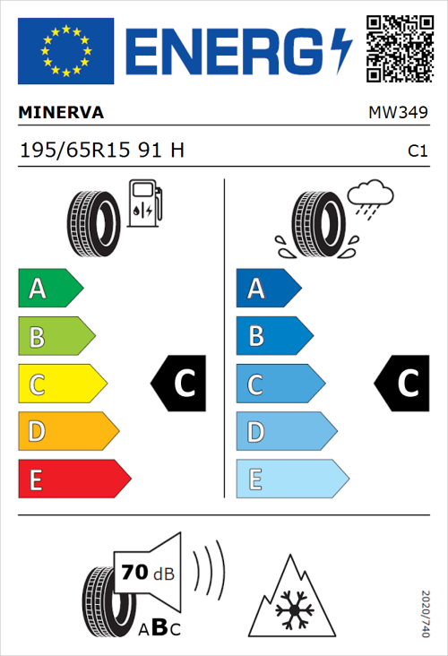 Tyre Label for Minerva Frostrack HP 195/65R15 91H